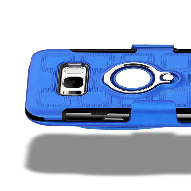 Geometric Pattern Magnetic Car Mount Ring Holder TPU PC Combo Casing with Belt Clip for Samsung Galaxy S8 SM-G950 - Baby Blue-3