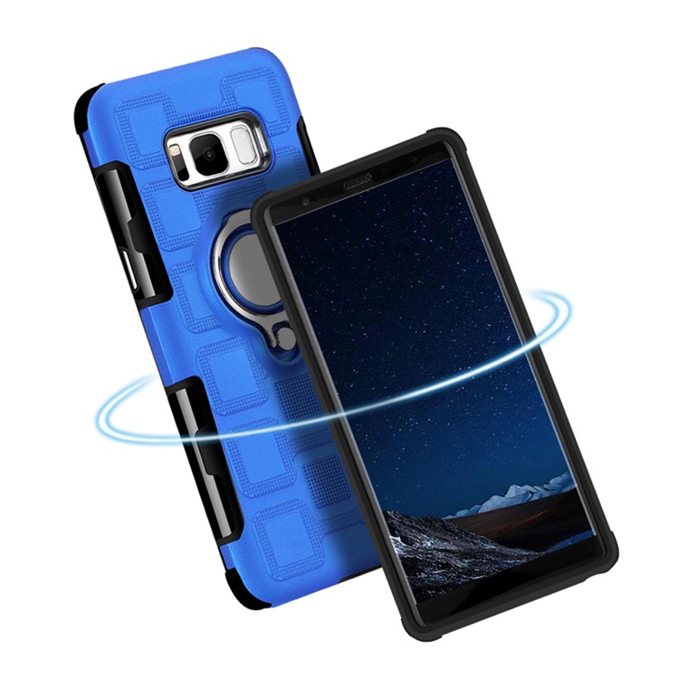 Geometric Pattern Magnetic Car Mount Ring Holder TPU PC Combo Casing with Belt Clip for Samsung Galaxy S8 SM-G950 - Baby Blue-4