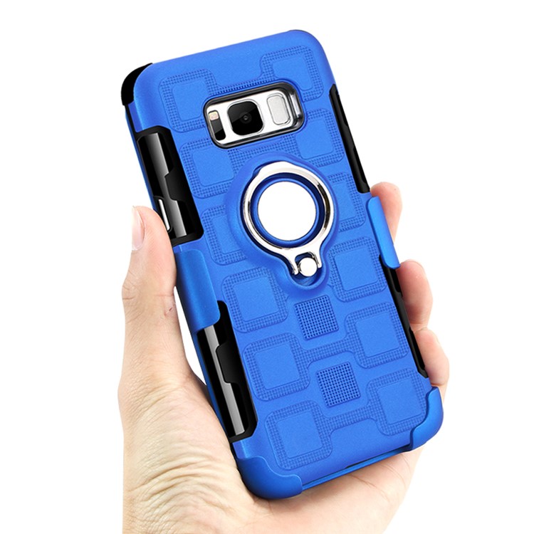 Geometric Pattern Magnetic Car Mount Ring Holder TPU PC Combo Casing with Belt Clip for Samsung Galaxy S8 SM-G950 - Baby Blue-5