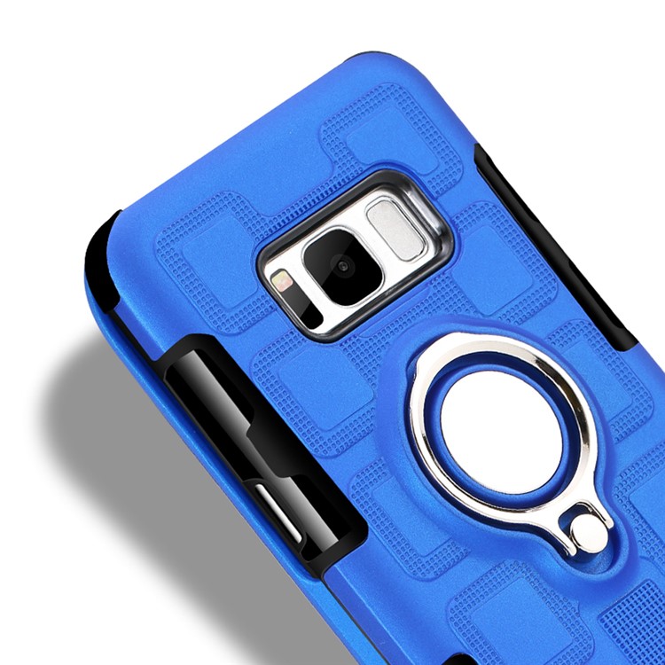 Geometric Pattern Magnetic Car Mount Ring Holder TPU PC Combo Casing with Belt Clip for Samsung Galaxy S8 SM-G950 - Baby Blue-6