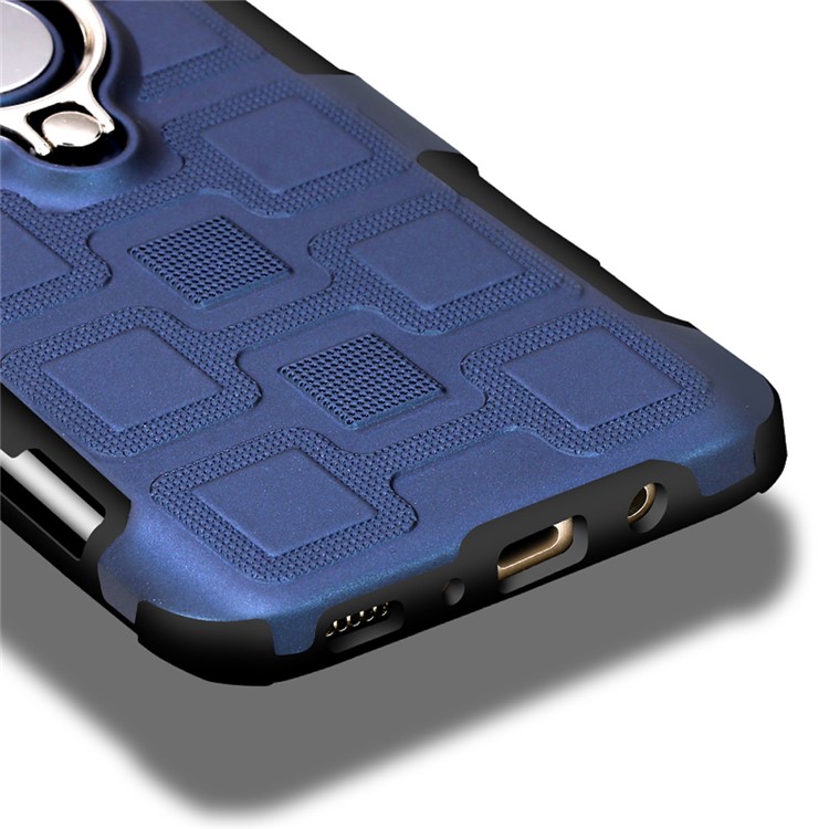 Geometric Pattern Magnetic Car Mount Ring Holder TPU PC Combo Mobile Phone Case with Belt Clip for Samsung Galaxy S8 SM-G950 - Dark Blue-11