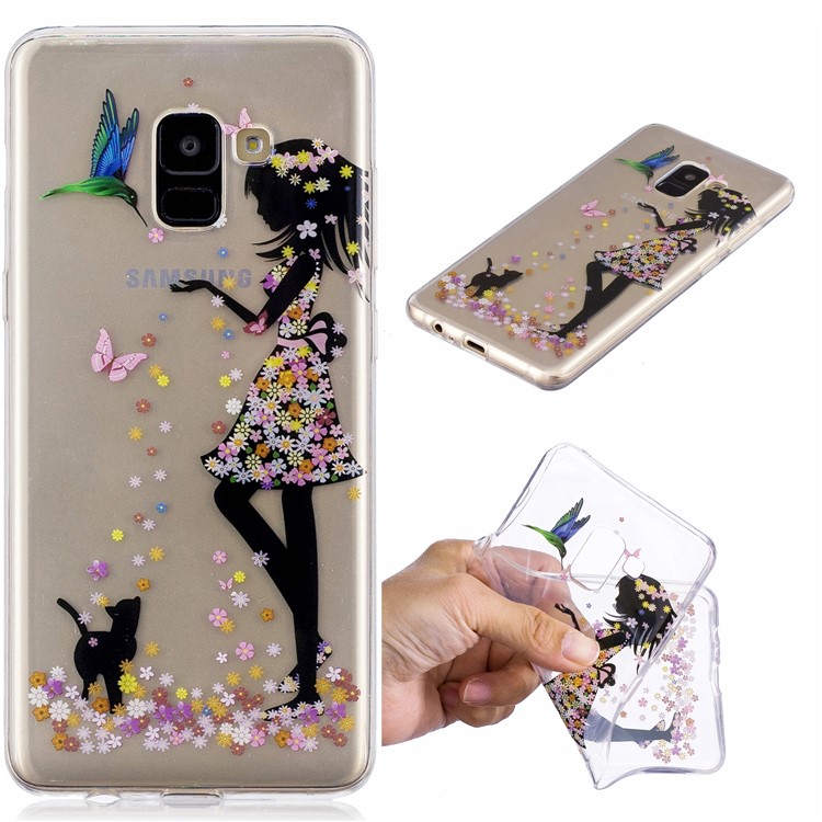 

Pattern Printing IMD Soft TPU Cover for Samsung Galaxy A8 (2018) - Girl and Flowers, Galaxy A8 (2018)