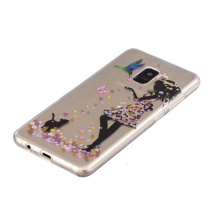 Pattern Printing IMD TPU Mobile Cover for Samsung Galaxy A8 Plus (2018) - Girl and Cat-2