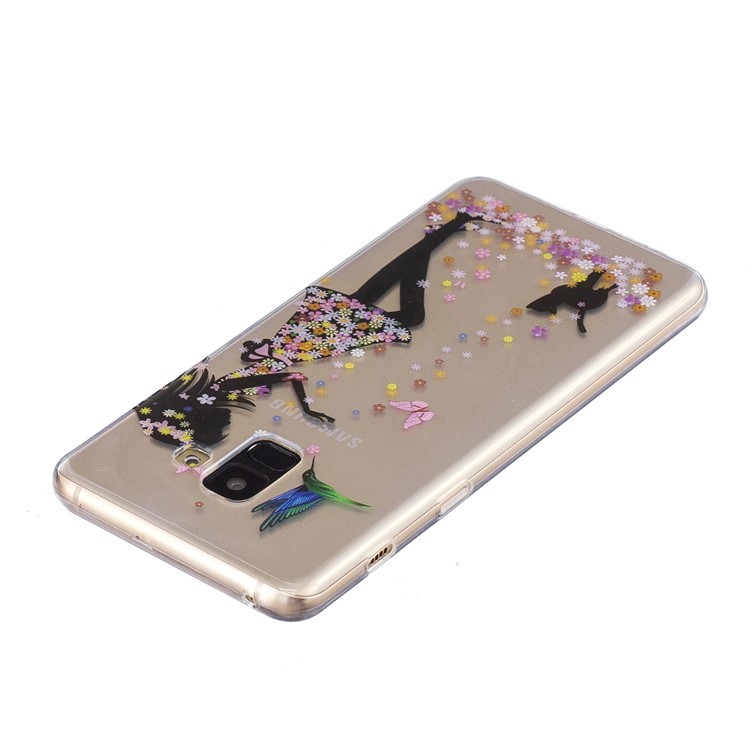 Pattern Printing IMD TPU Mobile Cover for Samsung Galaxy A8 Plus (2018) - Girl and Cat-3