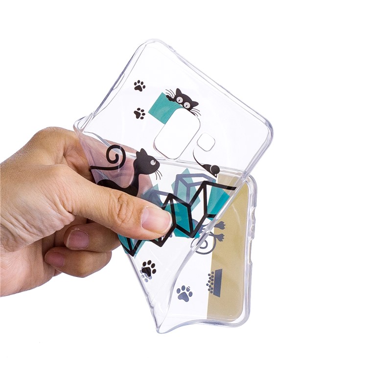 Pattern Printing IMD TPU Mobile Casing Cover for Samsung Galaxy A8 Plus (2018) - Cats and Ladder-4