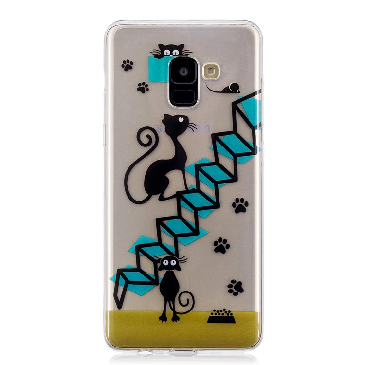 Pattern Printing IMD TPU Mobile Casing Cover for Samsung Galaxy A8 Plus (2018) - Cats and Ladder-5