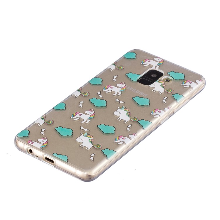 Pattern Printing TPU Phone Shell Case for Samsung Galaxy A8+ (2018) - Unicorn and Cloud-2