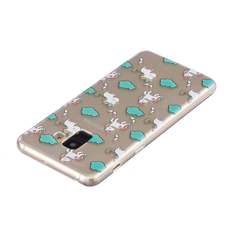Pattern Printing TPU Phone Shell Case for Samsung Galaxy A8+ (2018) - Unicorn and Cloud-3