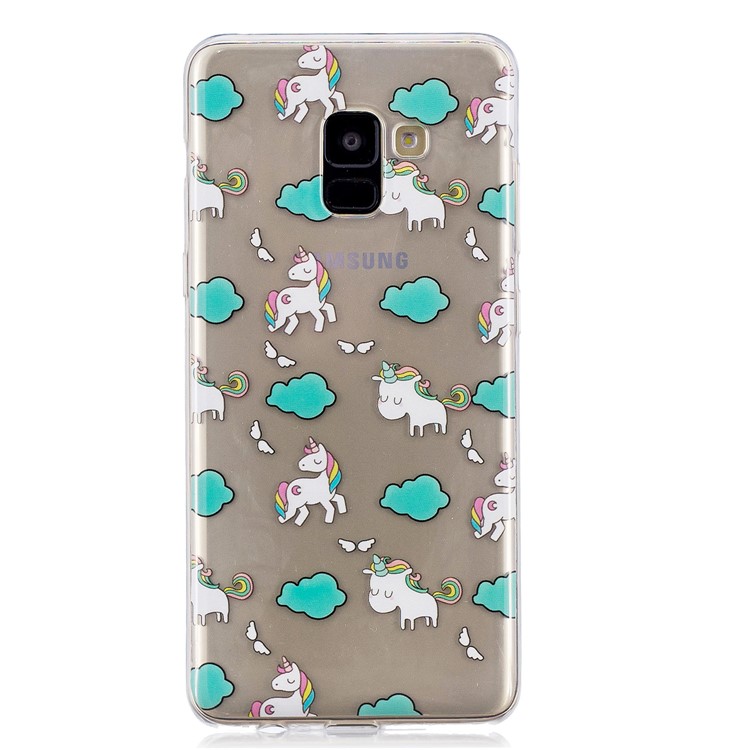 Pattern Printing TPU Phone Shell Case for Samsung Galaxy A8+ (2018) - Unicorn and Cloud-5