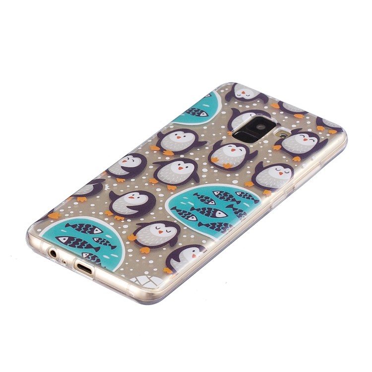 Pattern Printing TPU Shell Cover Case for Samsung Galaxy A8+ (2018) - Penguin Pattern-2