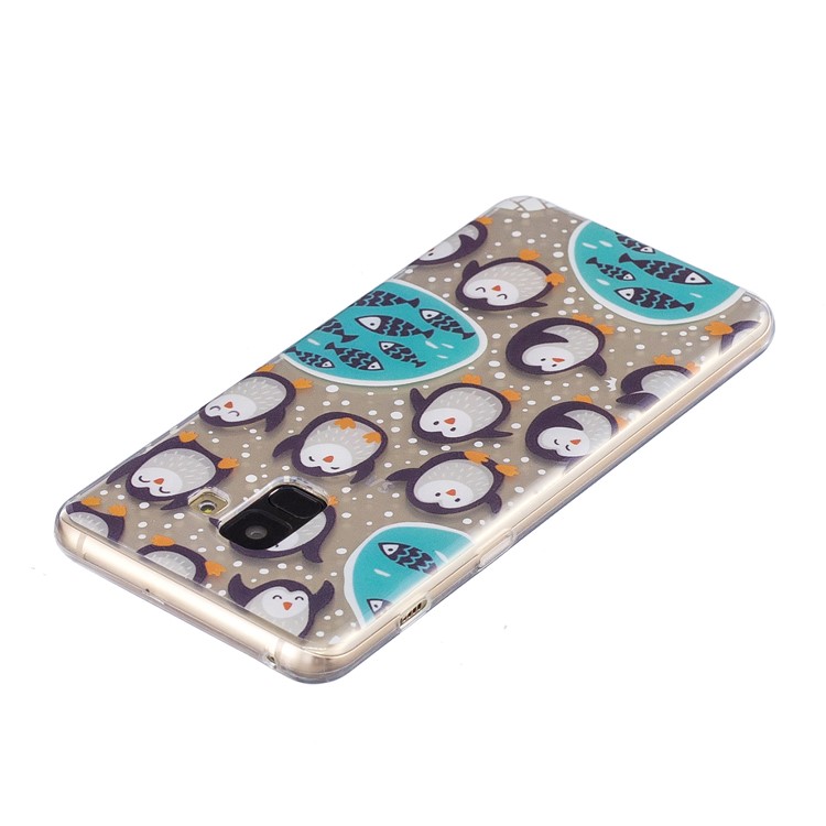 Pattern Printing TPU Shell Cover Case for Samsung Galaxy A8+ (2018) - Penguin Pattern-3