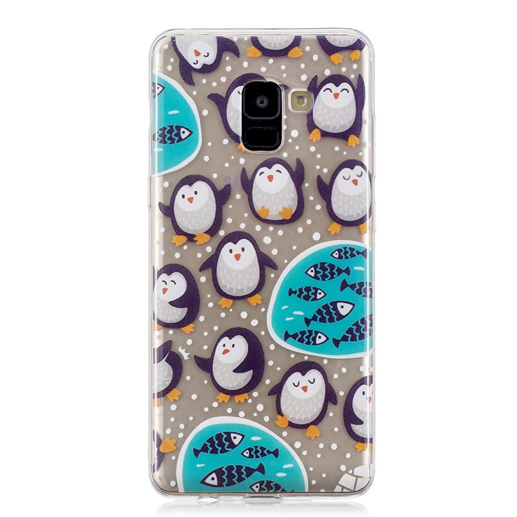 Pattern Printing TPU Shell Cover Case for Samsung Galaxy A8+ (2018) - Penguin Pattern-5