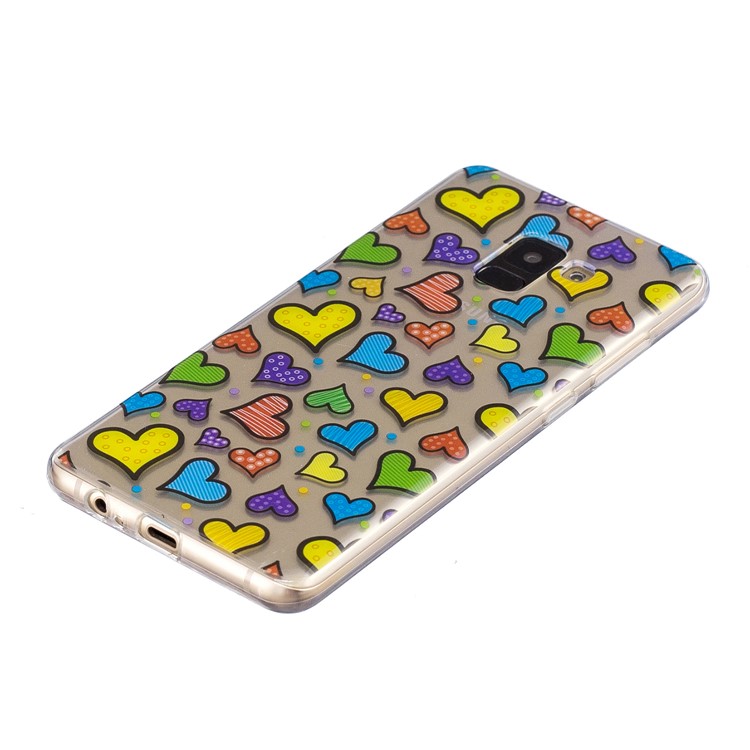 Pattern Printing TPU Cover Shell Case for Samsung Galaxy A8+ (2018) - Hearts Pattern-2