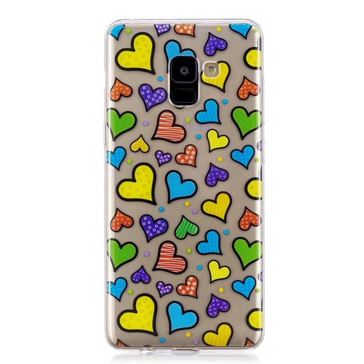 Pattern Printing TPU Cover Shell Case for Samsung Galaxy A8+ (2018) - Hearts Pattern-5