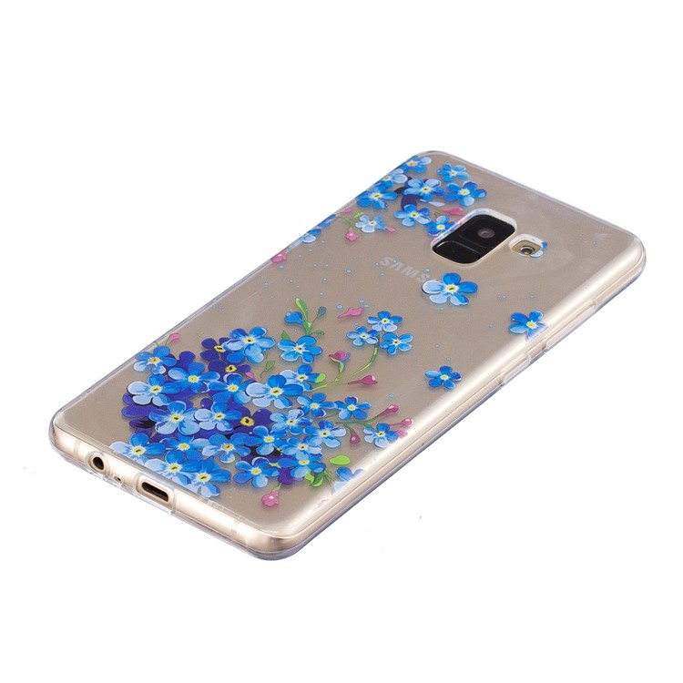 Pattern Printing TPU Gel Cover Case for Samsung Galaxy A8+ (2018) - Blue Flowers-2