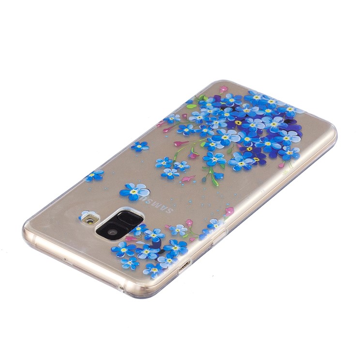 Pattern Printing TPU Gel Cover Case for Samsung Galaxy A8+ (2018) - Blue Flowers-3