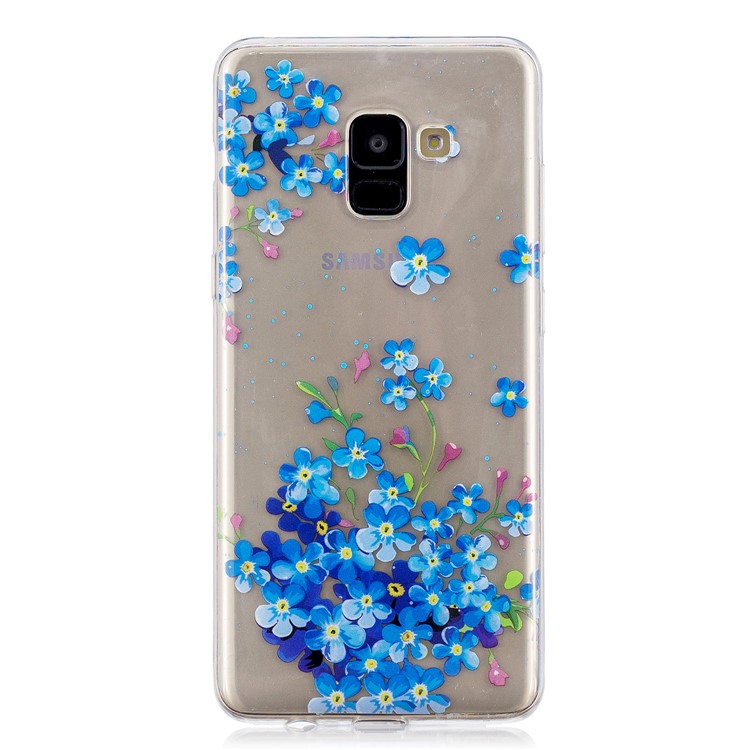 Pattern Printing TPU Gel Cover Case for Samsung Galaxy A8+ (2018) - Blue Flowers-5