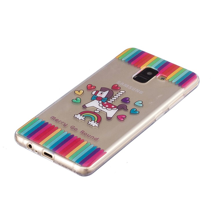 Pattern Printing TPU Phone Case for Samsung Galaxy A8 (2018) - Horse and Hearts-2