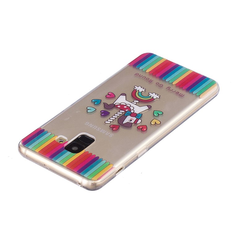 Pattern Printing TPU Phone Case for Samsung Galaxy A8 (2018) - Horse and Hearts-3
