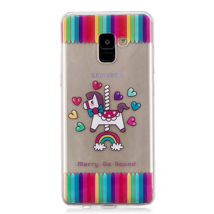 Pattern Printing TPU Phone Case for Samsung Galaxy A8 (2018) - Horse and Hearts-5