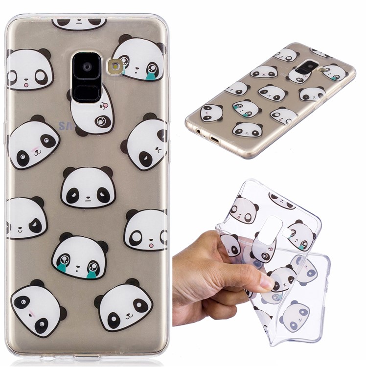 Pattern Printing TPU Gel Cover for Samsung Galaxy A8 (2018) - Panda Pattern-1