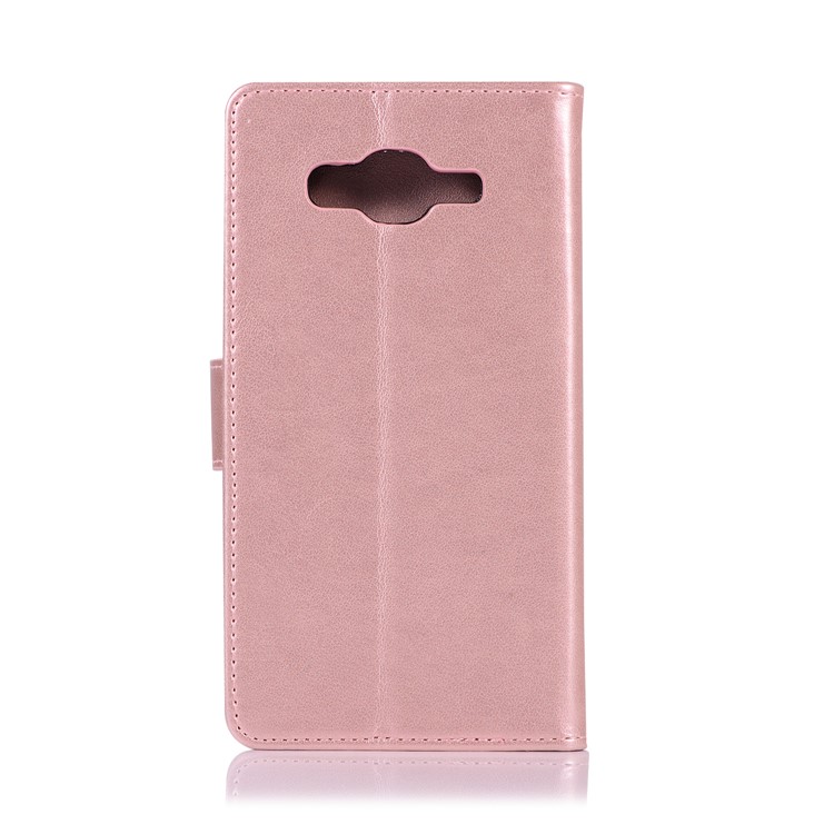 Imprint Dream Catcher Owl Wallet PU Leather Phone Cover for Samsung Galaxy J2 Prime/Grand Prime Plus/Prime (2016) - Rose Gold-3