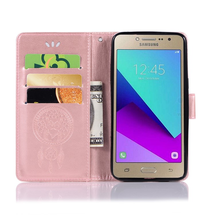 Imprint Dream Catcher Owl Wallet PU Leather Phone Cover for Samsung Galaxy J2 Prime/Grand Prime Plus/Prime (2016) - Rose Gold-4