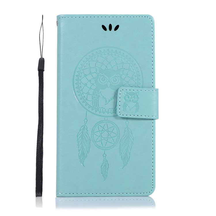 Imprint Dream Catcher Owl PU Leather Stand Flip Case for Samsung Galaxy J2 Prime/Grand Prime Plus/Prime (2016) - Cyan-2