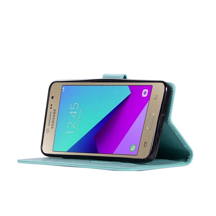 Imprint Dream Catcher Owl PU Leather Stand Flip Case for Samsung Galaxy J2 Prime/Grand Prime Plus/Prime (2016) - Cyan-5