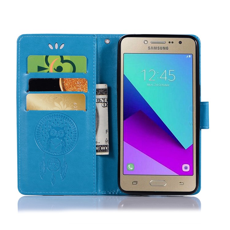 Imprint Dream Catcher Owl Wallet PU Leather Mobile Casing for Samsung Galaxy J2 Prime/Grand Prime Plus/Prime (2016) - Blue-4