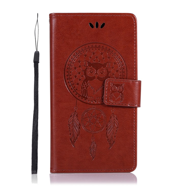 Imprint Dream Catcher Owl Wallet PU Leather Case for Samsung Galaxy J2 Prime/Grand Prime Plus/Prime (2016) - Brown-2