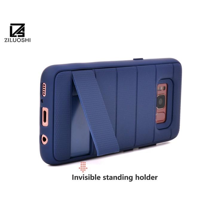 Non-slip TPU+PC Combo Phone Case with Kickstand for Samsung Galaxy S8 G950 - Blue-2