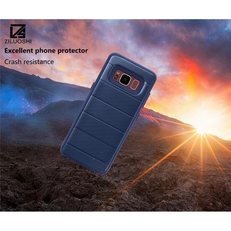 Non-slip TPU+PC Combo Phone Case with Kickstand for Samsung Galaxy S8 G950 - Blue-5