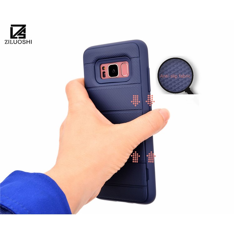 Non-slip TPU+PC Combo Phone Case with Kickstand for Samsung Galaxy S8 G950 - Blue-6