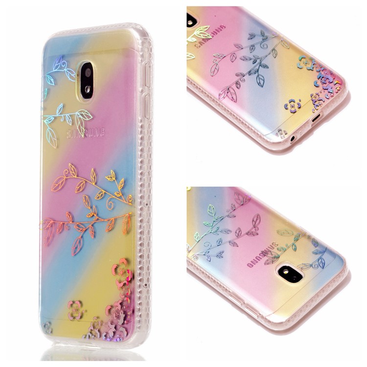 

Soft Rainbow Electroplating TPU Protective Cover for Samsung Galaxy J3 (2017) EU Version / J3 Pro (2017) - Leaves and Flowers