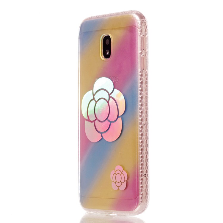 Soft Rainbow Electroplating TPU Protective Mobile Phone Case for Samsung Galaxy J3 (2017) EU Version / J3 Pro (2017) - Two Flowers-3