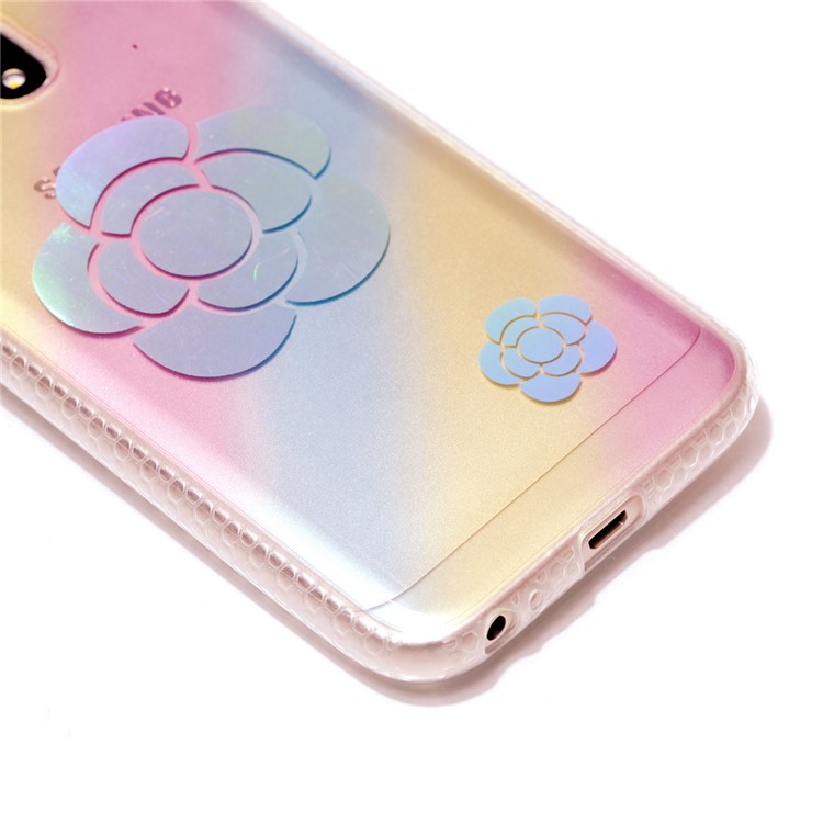 Soft Rainbow Electroplating TPU Protective Mobile Phone Case for Samsung Galaxy J3 (2017) EU Version / J3 Pro (2017) - Two Flowers-4
