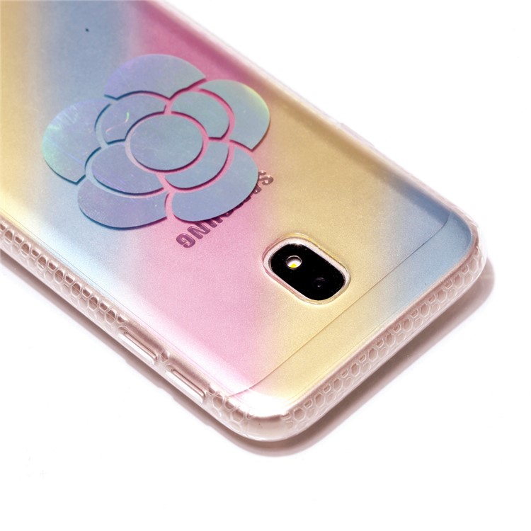 Soft Rainbow Electroplating TPU Protective Mobile Phone Case for Samsung Galaxy J3 (2017) EU Version / J3 Pro (2017) - Two Flowers-5