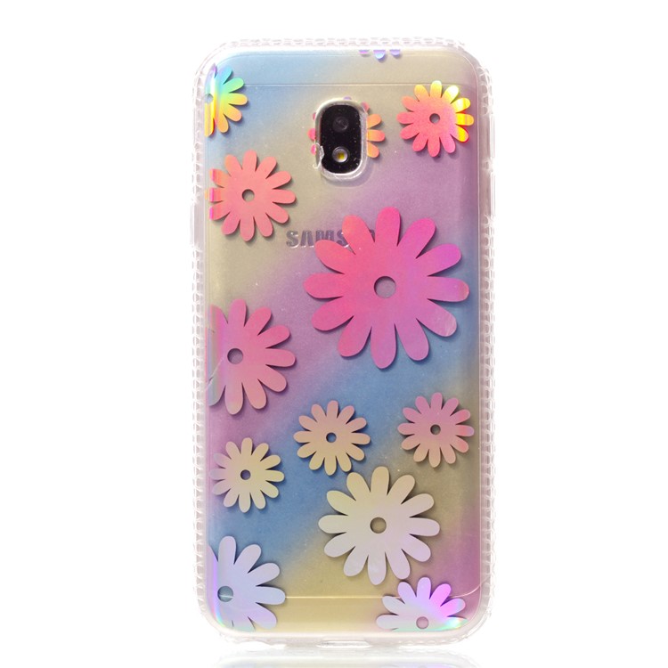 Soft Rainbow Electroplating TPU Protective Cell Phone Cover for Samsung Galaxy J3 (2017) EU Version / J3 Pro (2017) - Flowers-2
