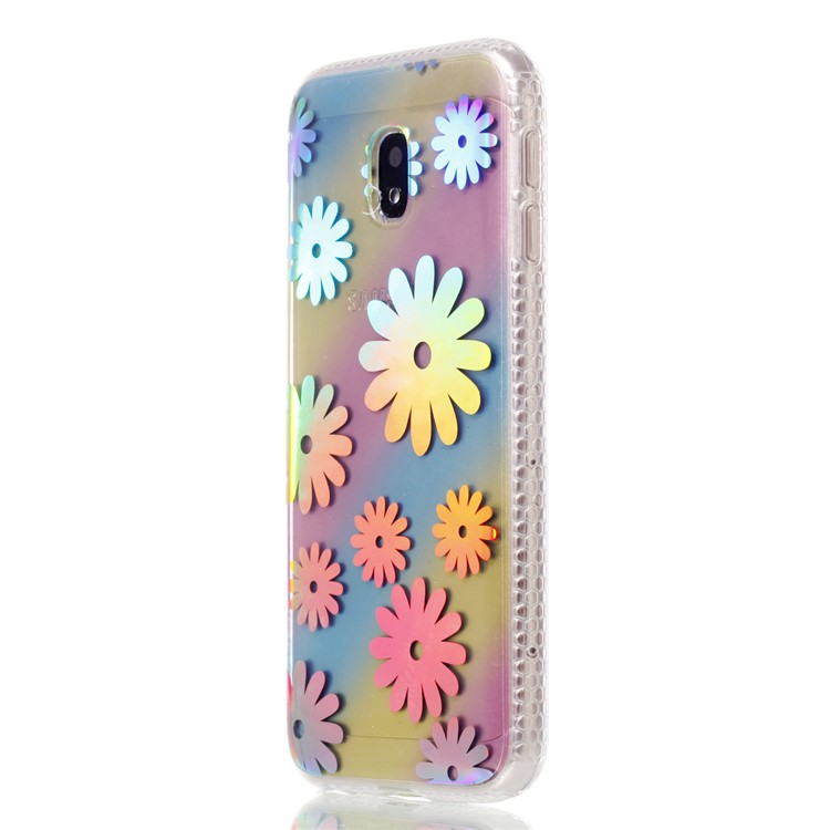 Soft Rainbow Electroplating TPU Protective Cell Phone Cover for Samsung Galaxy J3 (2017) EU Version / J3 Pro (2017) - Flowers-3