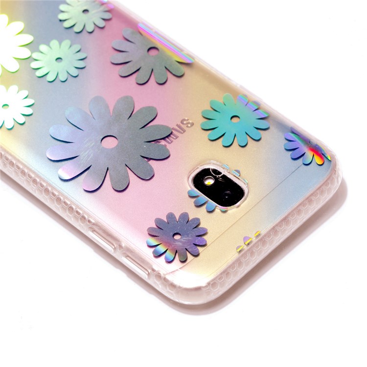 Soft Rainbow Electroplating TPU Protective Cell Phone Cover for Samsung Galaxy J3 (2017) EU Version / J3 Pro (2017) - Flowers-5