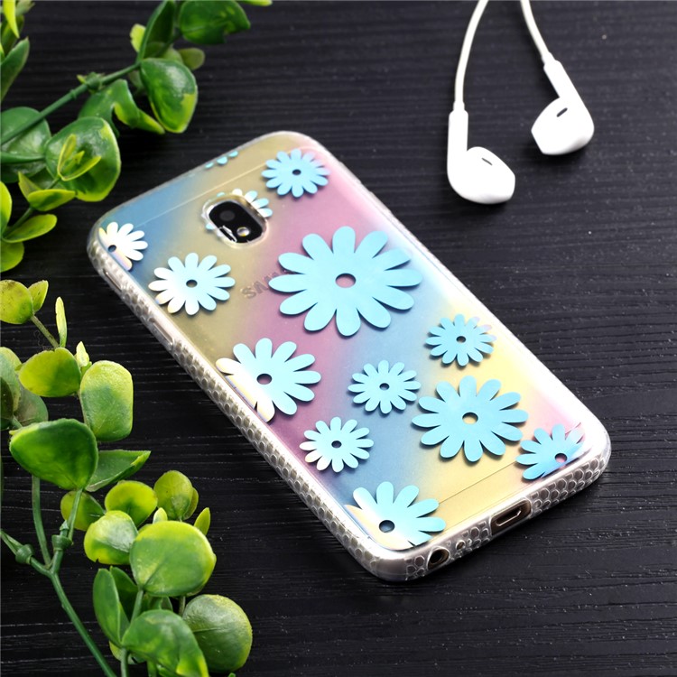 Soft Rainbow Electroplating TPU Protective Cell Phone Cover for Samsung Galaxy J3 (2017) EU Version / J3 Pro (2017) - Flowers-6
