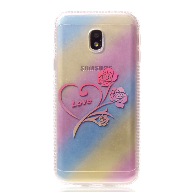 Soft Rainbow Electroplating TPU Back Case for Samsung Galaxy J3 (2017) EU Version / J3 Pro (2017) - Love Flower-2
