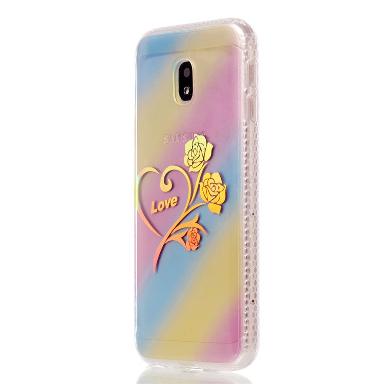 Soft Rainbow Electroplating TPU Back Case for Samsung Galaxy J3 (2017) EU Version / J3 Pro (2017) - Love Flower-3