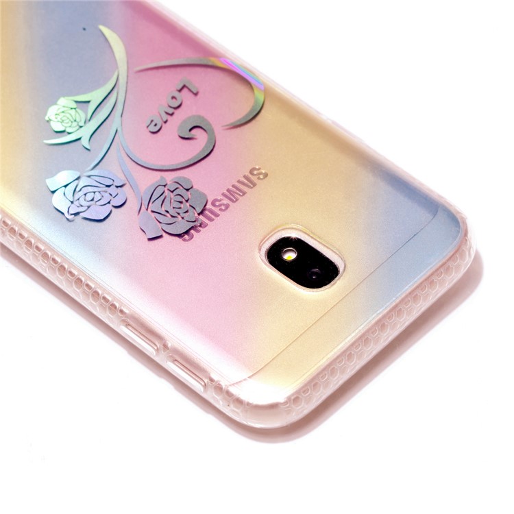 Soft Rainbow Electroplating TPU Back Case for Samsung Galaxy J3 (2017) EU Version / J3 Pro (2017) - Love Flower-5