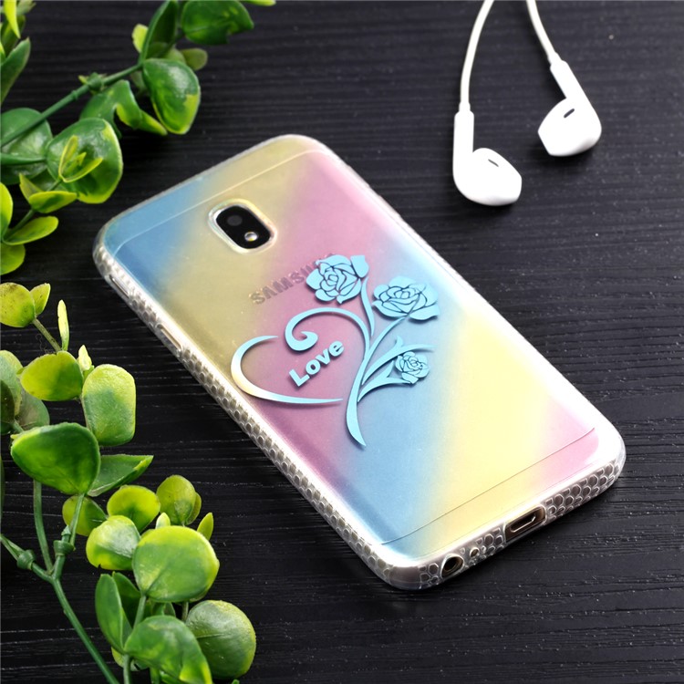 Soft Rainbow Electroplating TPU Back Case for Samsung Galaxy J3 (2017) EU Version / J3 Pro (2017) - Love Flower-6