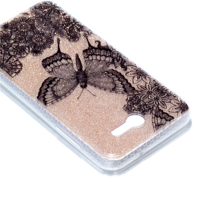 Glitter Powder IMD TPU Back Case for Samsung Galaxy J3 (2017) EU Version/J3 Pro (2017) - Black Butterfly-5