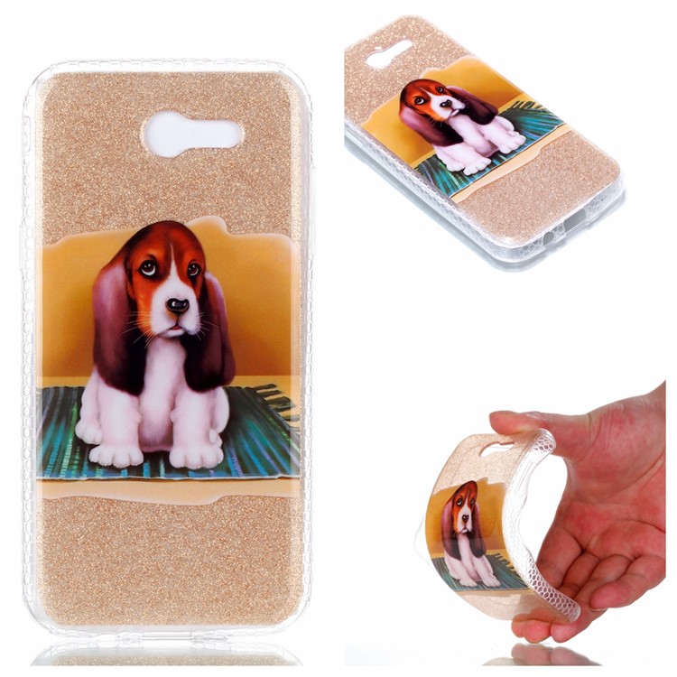 Glitter Powder IMD Gel TPU Shell for Samsung Galaxy J3 (2017) EU Version/J3 Pro (2017) - Lovely Dog-1