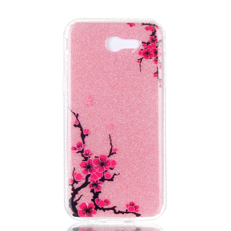 IMD Flash Powder TPU Back Cover Accessory for Samsung Galaxy J3 (2017) EU Version/J3 Pro (2017) - Plum Blossom-2