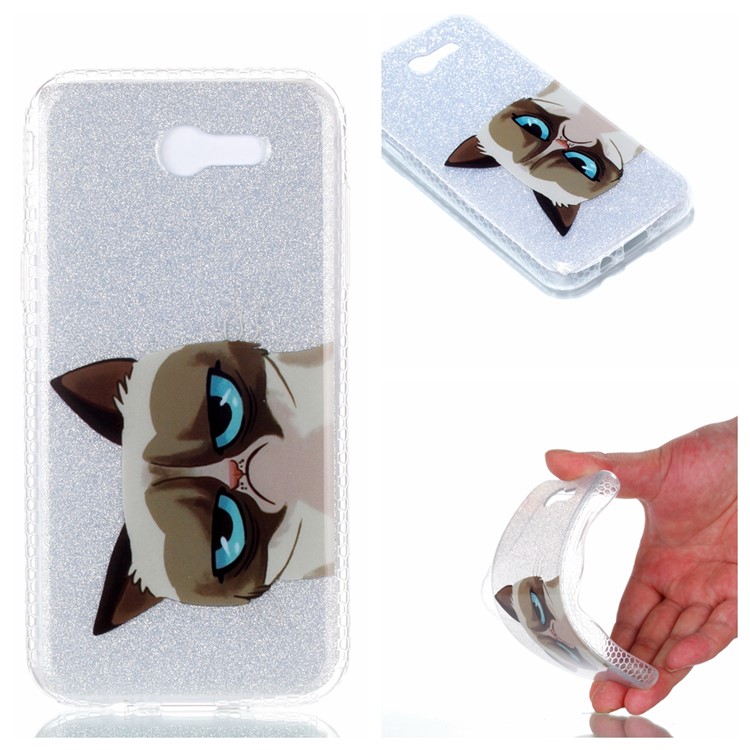 Patterned Glitter Powder TPU IMD Phone Cover for Samsung Galaxy J3 (2017) EU Version/J3 Pro (2017) - Adorable Cat-1